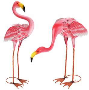 Zahradní kovová figurka Flamingo, sada 2ks, 65 cm, růžová