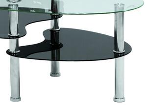 Konferenční stolek Bert, oválný, čiré/černé sklo