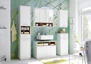 Koupelnová vysoká skříňka Milano, bílá/dub wotan