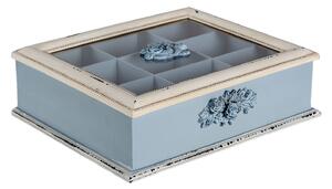 Modro-bílá krabička na čaj Charlette - 32*26*9 cm