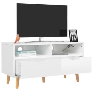 TV skříňka Colville - 90 x 40 x 48,5 cm | bílá s vysokým leskem