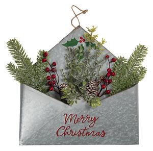 Vánoční dekorace plechová obálka Marry Christmas - 35*5*35 cm