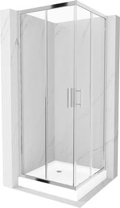 Mexen Rio, čtvercový sprchový kout s posuvnými dveřmi 80 x 80 cm, 5mm čiré sklo, chromový profil + bílá vysoká sprchová vanička Rio,…