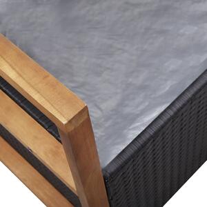 Úložná lavice Mochdre - polyratan a masivní akáciové dřevo | 110 cm