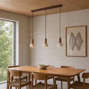 Lucande Závěsné světlo Carlotta, 3 žárovky, 80 cm, béžové, beton, stmívatelný, Krémová / jantar, Obývací pokoj / jídelna, Beton, Moderní