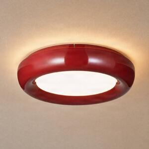 Lindby LED stropní svítidlo Lennox, červené, 3stupňové stmívatelné, Ø 43 cm, stmívatelný, Červená, Obývací pokoj / jídelna, kov, Moderní