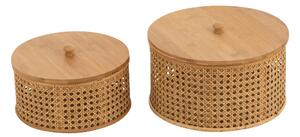 Set 2ks kulatých ratanových boxů s bambusovým výpletem Boom - Ø 31*19cm