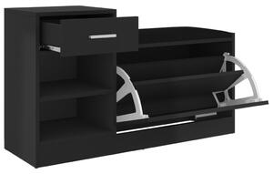 Lavice s botníkem Fintry - 94,5 x 31 x 57 cm | černá vysoký lesk