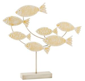 Dekorace bílo žlutých rybek na podstavci - 54,5*8*49,5 cm