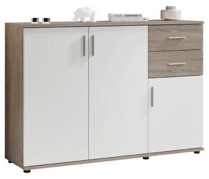 KOMODA, bílá, Sonoma dub, 120/82/35 cm Boxxx