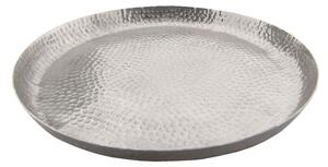 Stříbrný kovový kulatý talíř - Ø 29*2 cm