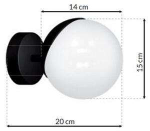 Nástěnné svítidlo Sfera, 1x bílé skleněné stínítko, b