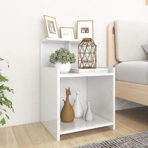 Noční stolek bílý s vysokým leskem 40 x 35 x 60 cm dřevotříska