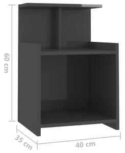 Noční stolek Barnes - 40x35x60 cm | šedý s vysokým leskem