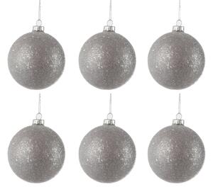 Sada šedých vánočních koulí s flitry (6 ks) - 8*8*8 cm