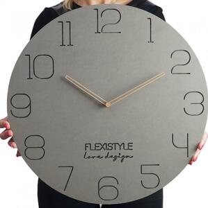 Velké nástěnné hodiny v šedé barvě s průměrem 50cm