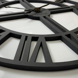 Nástěnné hodiny ze dřeva v černé barvě LOFT GRANDE 80cm