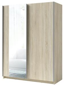Šatní skříň se zrcadlem SPLIT dub sonoma, šířka 150 cm