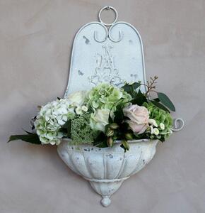 Bílý nástěnný box na květiny ve starém francouzském stylu - 41*17*54cm