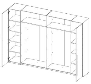 Šatní skříň s kombinovanými dveřmi MERWIN dekor dub ribbeck/beton
