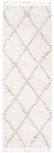 Kusový koberec shaggy Karo krémově šedý atyp 60x200cm