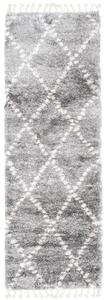 Kusový koberec shaggy Karo šedý atyp 60x200cm