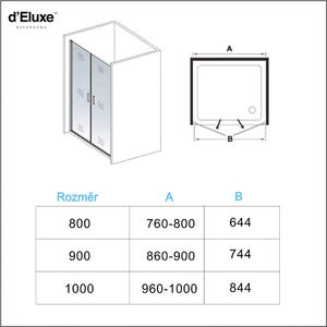 D‘Eluxe Sprchové dveře DOUBLE OS1X 80x200cm, pivotové, čiré sklo, EasyClean, 8mm