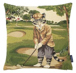 Gobelínový polštář s kocourem na golfu - 45*45*15cm - Mars & More