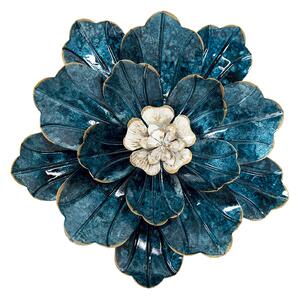 Modrá kovová nástěnná dekorace květina Turg - Ø 28*5 cm