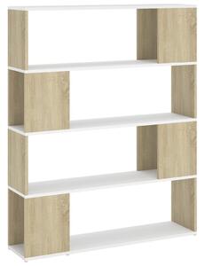 Knihovna / dělicí stěna Montello - bílá a dub sonoma | 100x24x124 cm