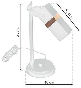 Stolní lampa Vidar, 1x dřevěné/bílé kovové stínítko, w