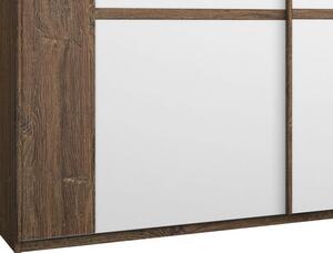 Šatní skříň Bernau, 271 cm, dub stirling/bílá, posuvné dveře