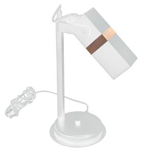 Stolní lampa Vidar, 1x dřevěné/bílé kovové stínítko, w
