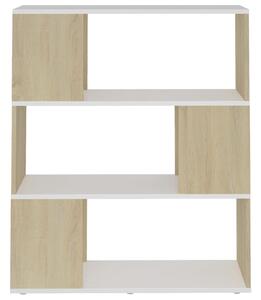 Knihovna / dělicí stěna Montello - bílá a dub sonoma | 80x24x94 cm