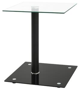 Přístavný stolek Quadrat, čiré/černé sklo