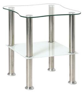 Přístavný stolek Klock, čiré/bílé sklo