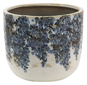 Keramický obal na květináč s modrými květy Maun L - Ø 20*17 cm