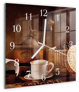Skleněné hodiny Šálek kávy zskb-30x30-00057932