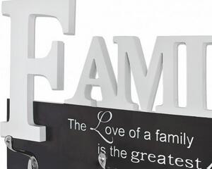 Nástěnný věšákový panel Family, bílý/černý