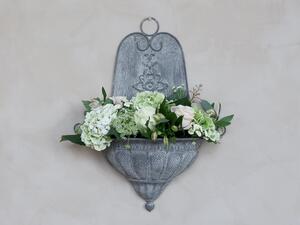 Šedý nástěnný box na květiny ve starém francouzském stylu - 41*17*54cm