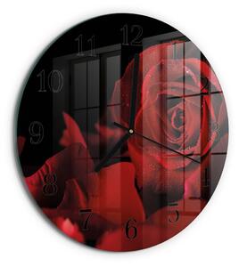 Skleněné nástěnné hodiny Růže zsoc-fi30-00178223