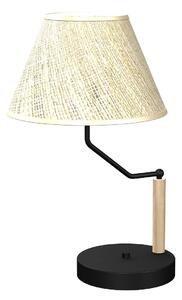 Stolní lampa Etna, 1x slonovinové lněné stínítko, b/dřevo