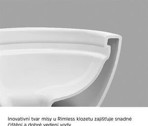 Mereo WC závěsné kapotované, RIMLESS, 495x360x370, keramické, vč. sedátka CSS113S