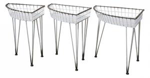 3ks krémový kovový vintage stolek Vivie s patinou - 65*47*51cm