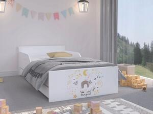 Dívčí dětská postel s hvězdičkami a kočkou 180 x 90 cm
