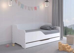 Pohodlná a praktická dětská postel bílé barvy 160 x 80 cm