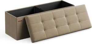 SONGMICS Taburet s úložným prostorem 110 x 38 x 38 cm béžová