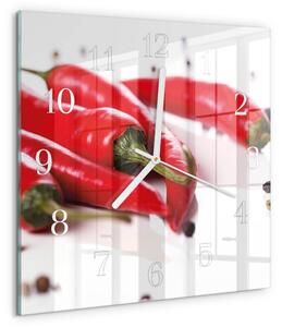 Skleněné hodiny Chilli papričky zskb-30x30-00089962