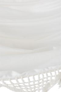 Bílá bavlněná hamaka s háčkovaným okrajem a střapci Tassé - 220*130*6 cm
