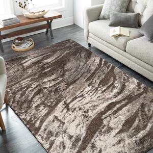 Moderní koberec do obývacího pokoje s vlnitým vzorem hnědé barvy Šířka: 60 cm | Délka: 100 cm